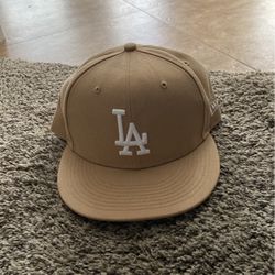Tan LA Dodgers hat Size 7 3/4