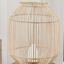 NEW Barbara King 16" Rattan Lantern - Flameless Candle & Remote