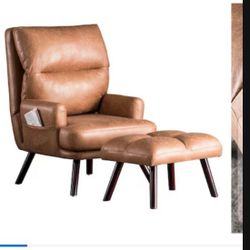 Suede Reclinable Wingback Chair Brown Accent Chair Brown Living Room Furniture Office Furniture Brand New Just Assembled New 🆕