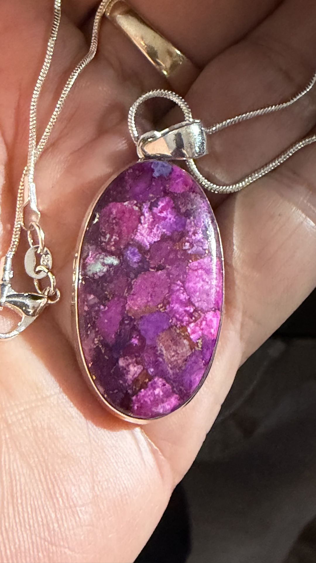 Sterling Silver Purple Turquoise Necklace And Chain