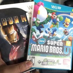 Super Mario U And Iron Man Nintendo Wii Games Lot 