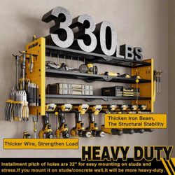 32” Power Tool Organizer Wall Mount,4 Layers Large Capacity Tool Rack (BLACK/YELLOW)