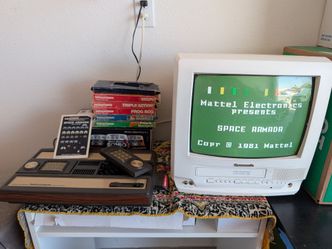 VINTAGE Intellivision Video Game Console & 6 Games with Overlays TESTED