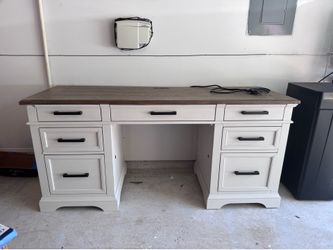 Intercon Drake Home Office 66" Credenza in Rustic White and French Oak