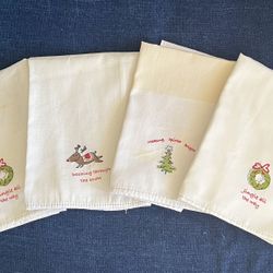 Set Of 4 Jingle Bells Tea Towels