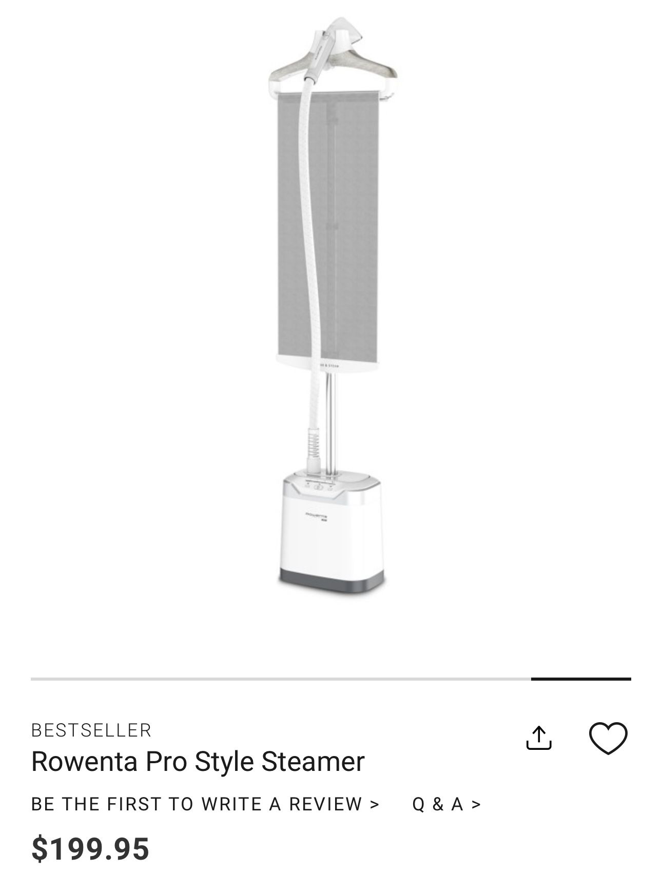 William Sonoma Rowenta Pro Style Steamer
