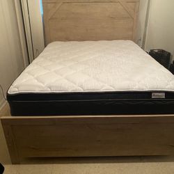 Queen Size Bed With Almost New Mattress. $400