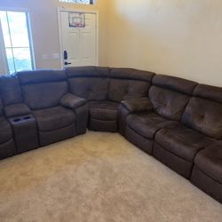 Brown Microfiber Reclining Sectional