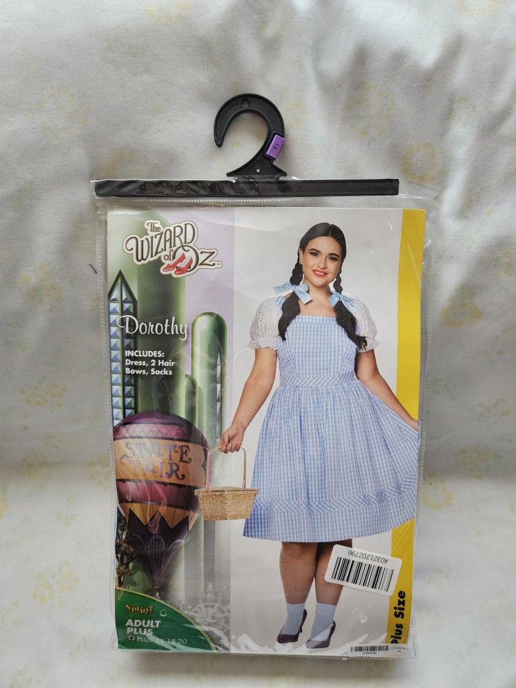 Halloween Spirit Wizard Of Oz "Dorothy" Adult Plus Size Includes Dress,New Bows And Socks
