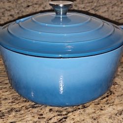 La Cuisine Enameled Cast Iron Casserole 6.44 qt Blue With Lid