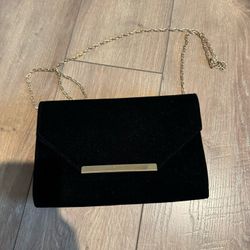 Black Velvet Purse/Clutch with Chain