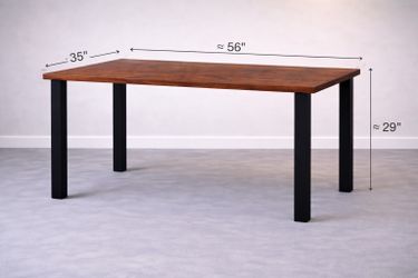 Solid Wood Rectangular Dining Table with Black Legs – 56” x 35”x29”