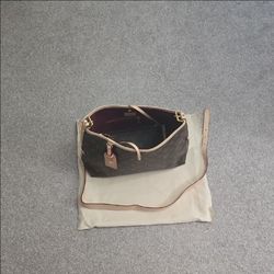 Elegant Brown Designer Tote Bag, genuine Leather Strap, 29cm