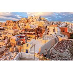 Santorini Sunset Puzzle Sunny Greece Large Paper Puzzle 1000 Pieces Jigsaw Puzzle Kids Adult