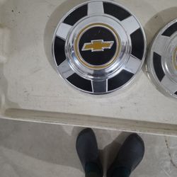 2 Different Size Chevy Hubcaps