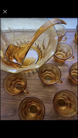 Vintage Punch Bowl, Ladle and Cups