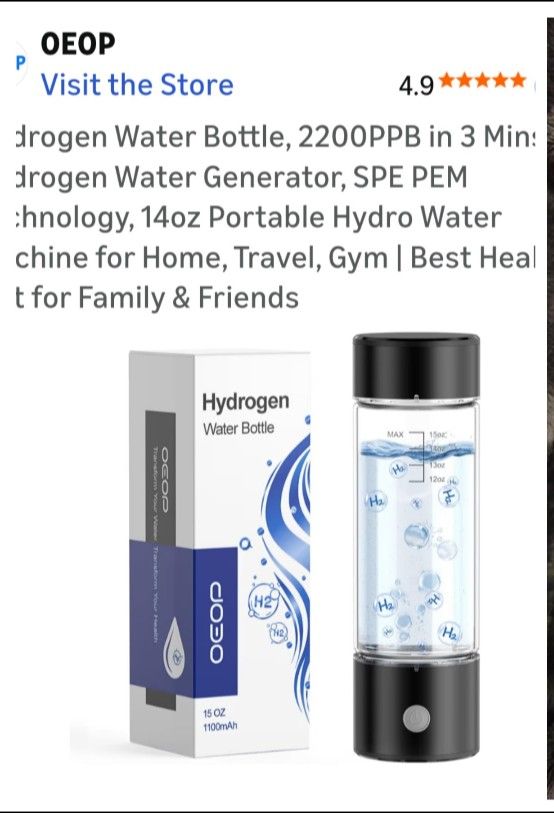 BRAND NEW-NEVER OPENED - HYDROGEN WATER BOTTLE