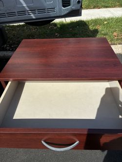 Rolling Wood Storage Cabinet — Printer Stand with Drawer & Shelves