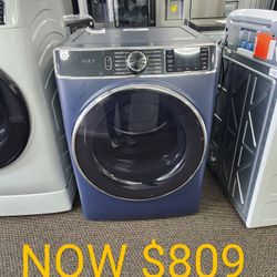 7.8 cu. ft. Smart Front Load Electric Dryer in Sapphire Blue with Steam and Sanitize Cycle, ENERGY STAR

