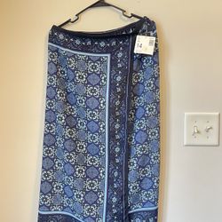 Sag Harbor Floral Midi Wrap Skirt  Womens 14 Blue Business Socials