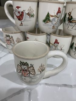 Vintage Christmas Mugs - Jarras de Navidad de Cerámica