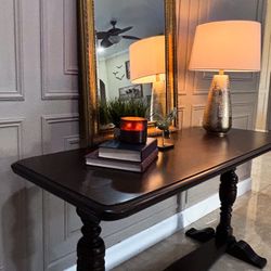 Vintage Console Table (1940s–1950s) | Dark Walnut | 60” Long – Local Delivery Available