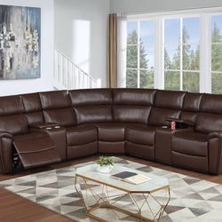 Brand New Leather Reclining Sectional 