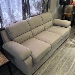 Deliah 80 in. W Straight Arm Textured Fabric Rectangle Sofa in. Gray