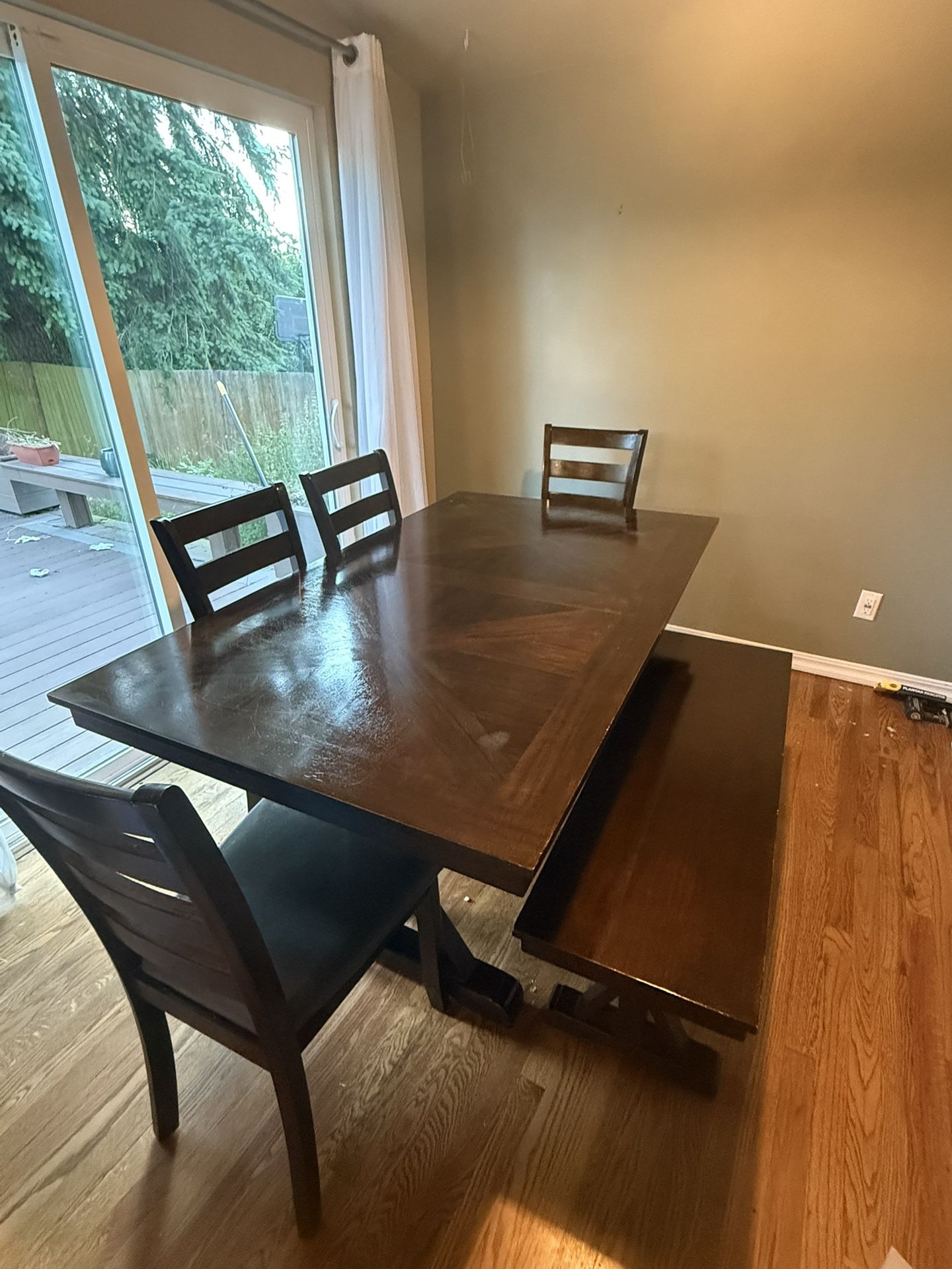 Solid Wood Table With Bench