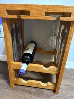 Small Wood And Glass Wine Rack