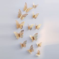 12pcs/set 3D Butterfly Wall Stickers Removable Mural Stickers DIY Art Wall Decals Decor