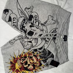 Ed Hardy Heather Grey Death or Glory Shorts