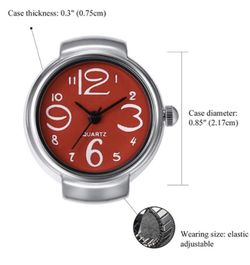 Beautiful Silver and Red Colored Clock Ring Size 5-10 NEW