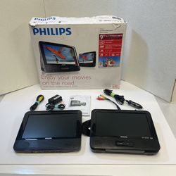 Philips Dual 9” Portable DVD Player & Protable LCD Screen PD9012M/37 - Tested