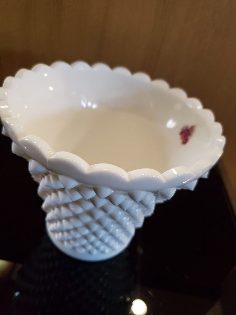 Hobnail White Milk Glass Vase