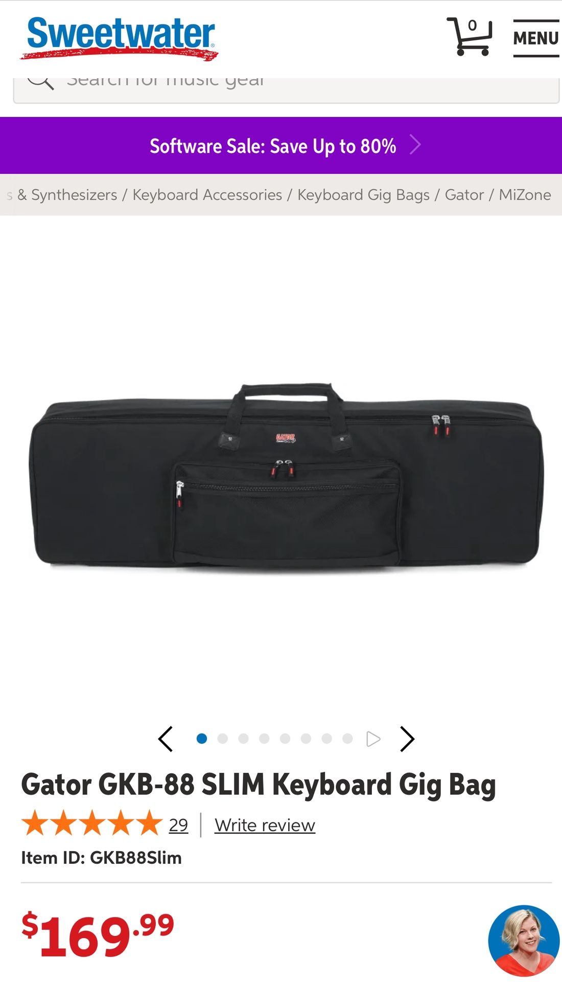 Gator GKB-88 Slim - Keyboard gig bag - new / unopened