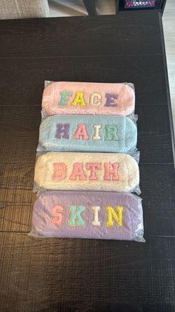 Chenille Letter Cosmetic Bag Set of 4
