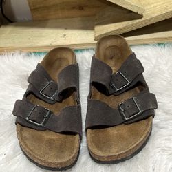 Birkenstock Arizona soft footbed Suede Sandals Size 42 L11 M 9 Made In Germany 