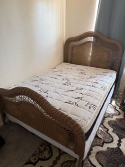Full size bed frame only wicker brown