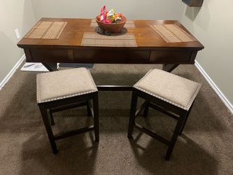 Two beautiful wooden stool chairs