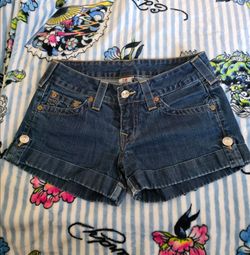 True Religion Y2K Denim Cuffed Jean Shorts - Size [28]