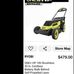 RYOBI 18V HP BRUSHLESS CORDLESS 20"IN SELF PROPELLED LANW MOWER TOOL ONLY NEW 