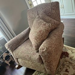 Vintage Re-Upholstered Rocker With Pillows, Arm And Head Covers.