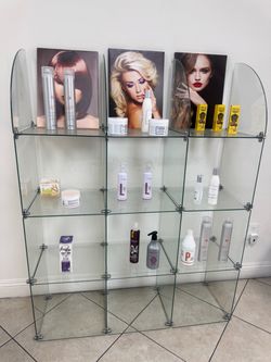 Glass Display Shelf Unit with Chrome Hardware