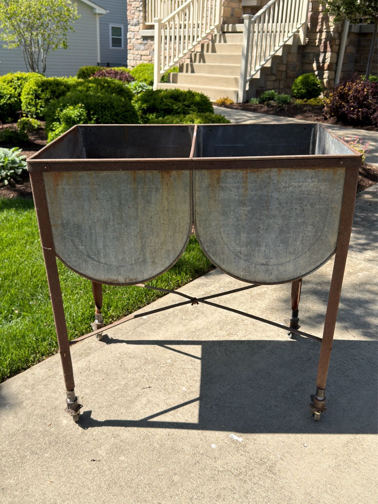 Vintage Galvanized Double Basin Washtub