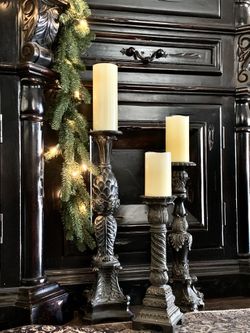 $40 3 LARGE PILLAR CANDLE HOLDERS