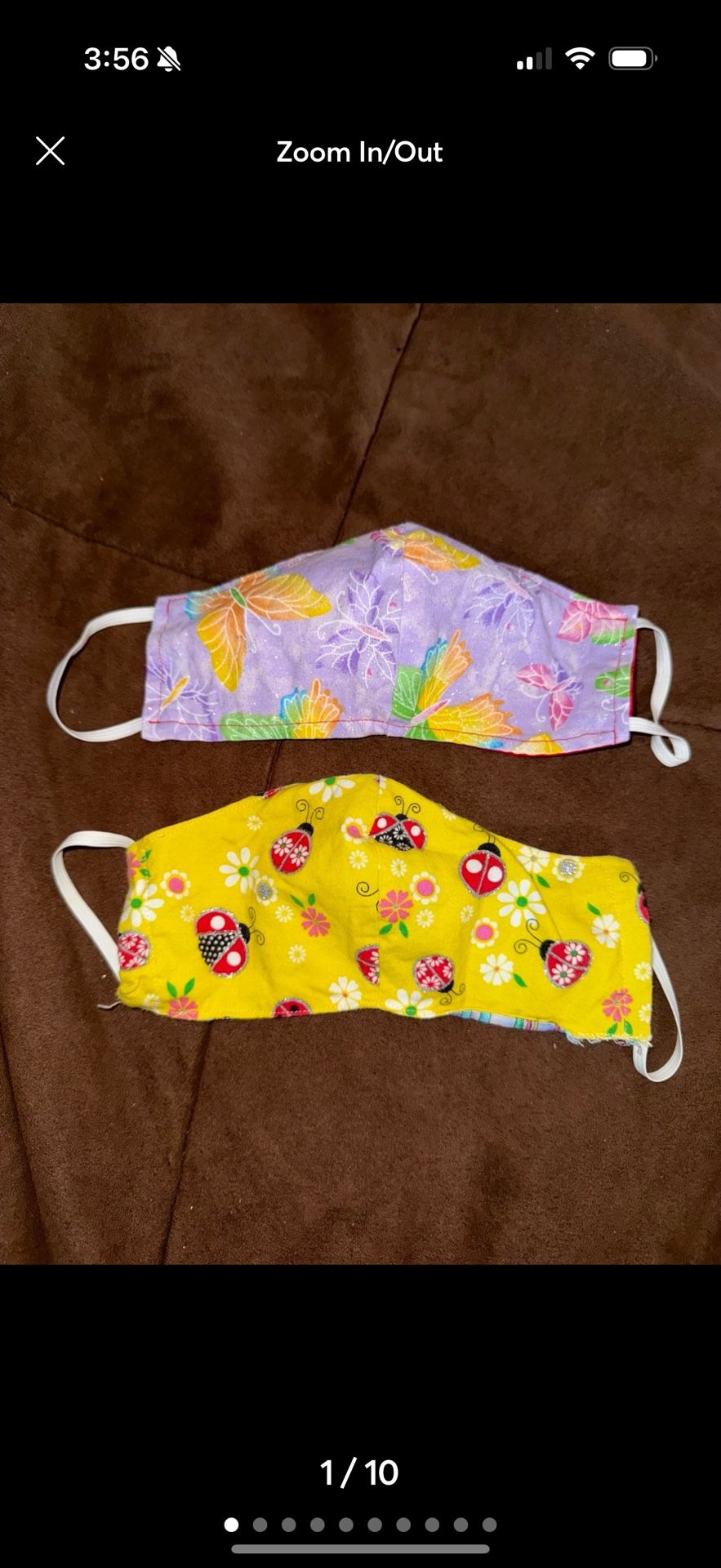 glitter butterfly & ladybug  face masks lot