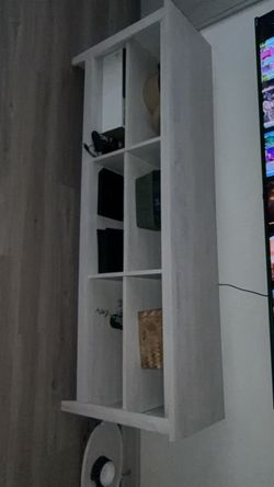 White Wood Wall Shelf Unit