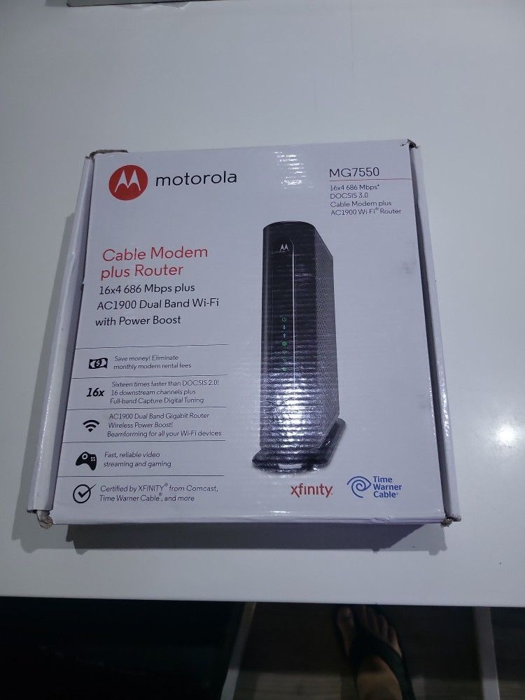 Motorola MG7550 Cable Modem Plus WIFI Router Combo wuth Power Boost