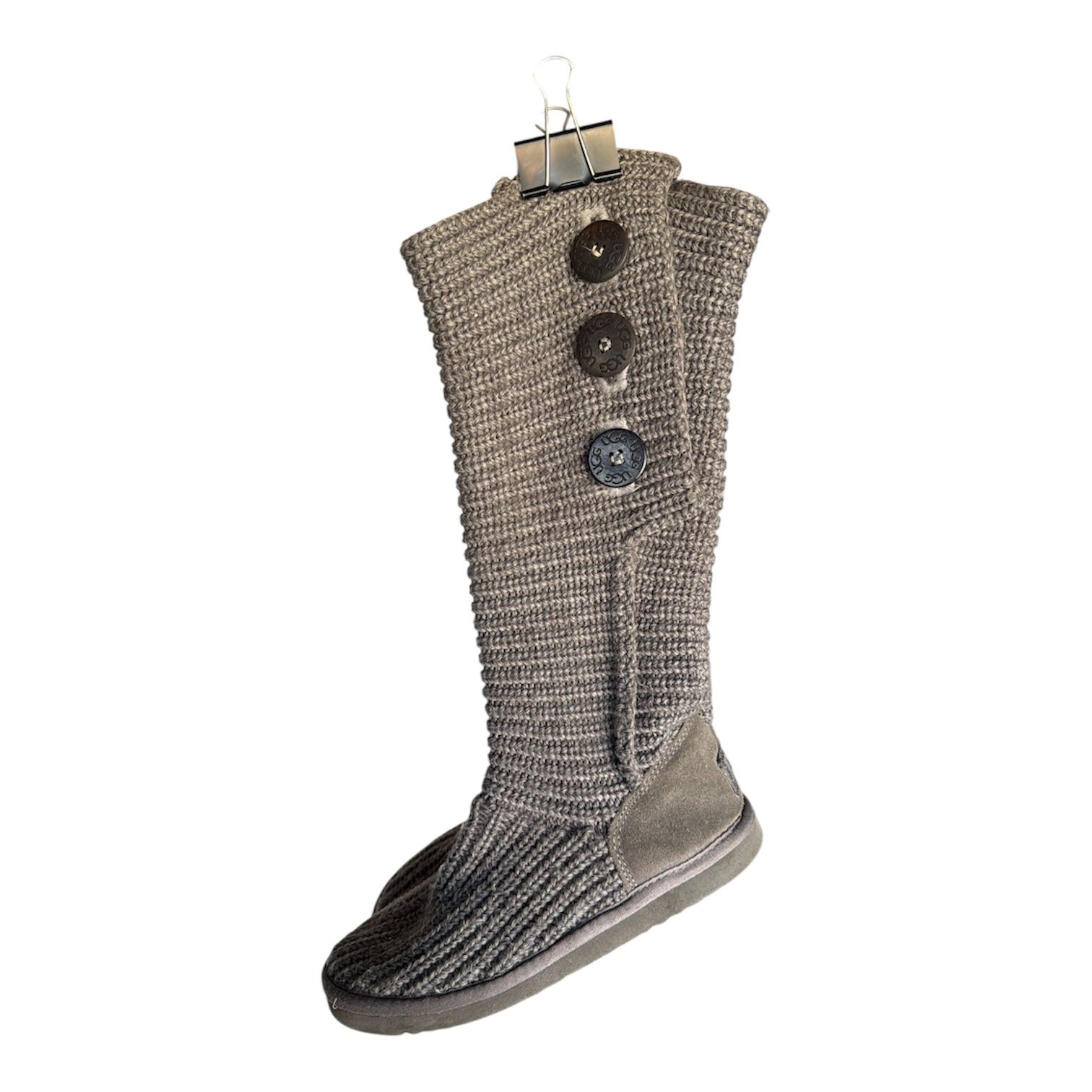 UGG Gray Knit Button Women's Ankle Boots